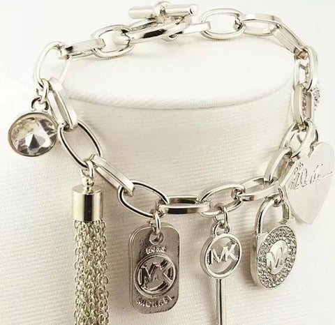 Silver Color M Charm Bracelet