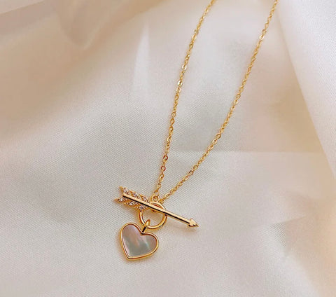 Golden Heart Arrow Necklace