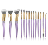 XNO COSMETICS PURPLE BLING BRUSH AND SILVER BAG